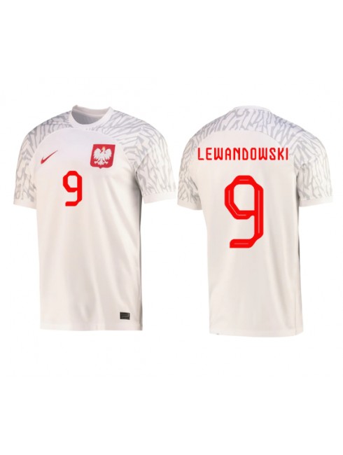 Moški Nogometna dresi replika Poljska Robert Lewandowski #9 Domači SP 2022 Kratek rokav